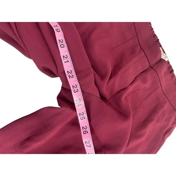 Babaton Pants Womens Size 2 Burgundy Pull On Straight Elastic Waist Trousers - Picture 7 of 7